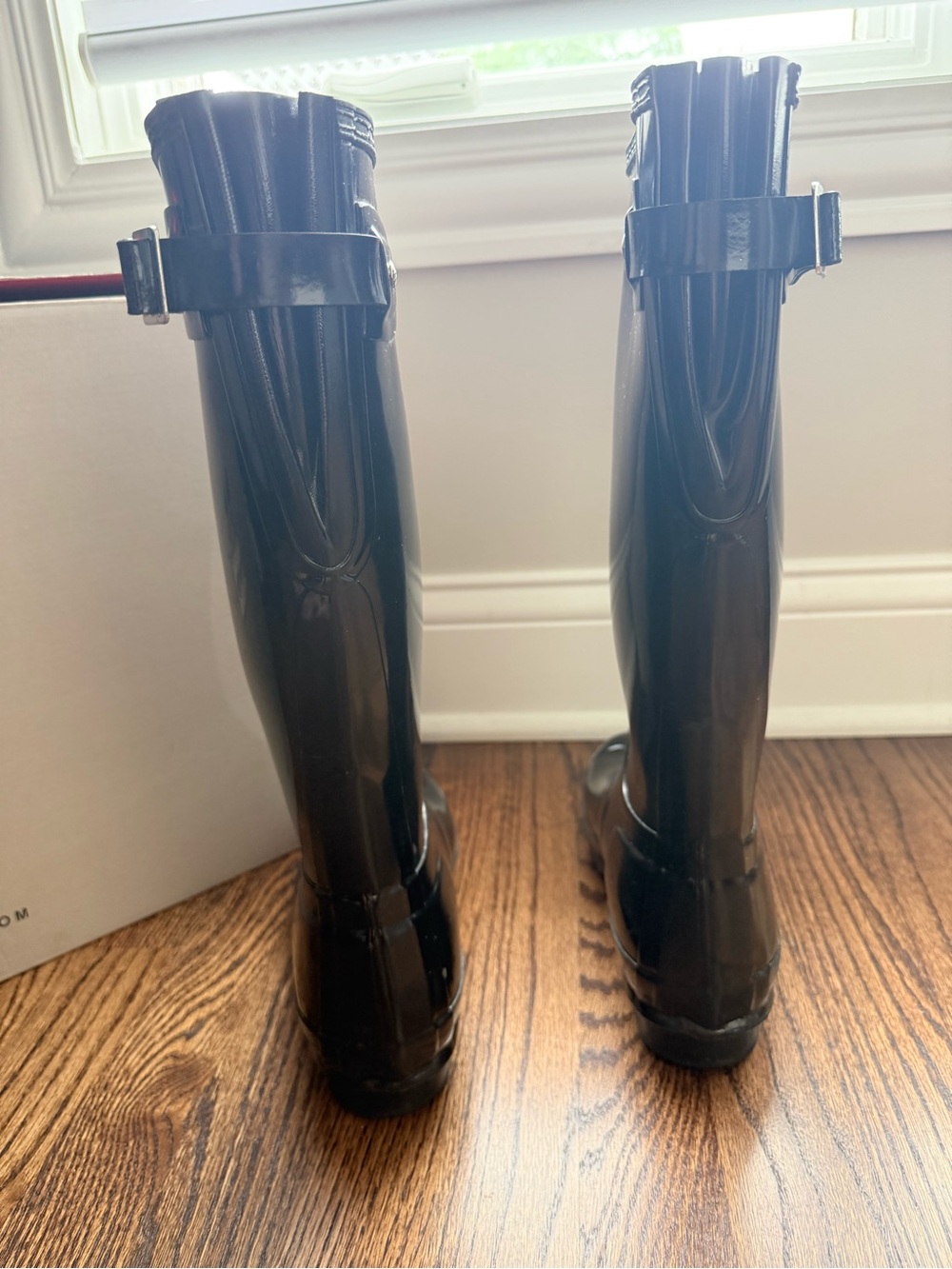 Hunter Black Gloss Tall Unisex Rain Boots - Picture 4 of 5